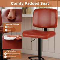 Modern Swivel Bar Stools Set of 2 with Adjustable Height and PU Leather Padded Seat
