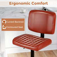 Modern Swivel Bar Stools Set of 2 with Adjustable Height and PU Leather Padded Seat