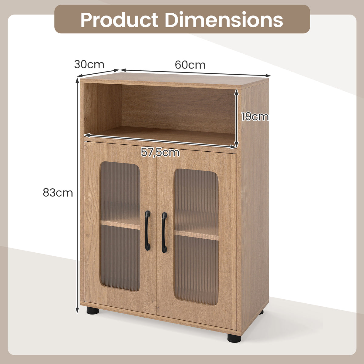 Bathroom Cabinet with 2 Doors and 3-Level Adjustable Shelf