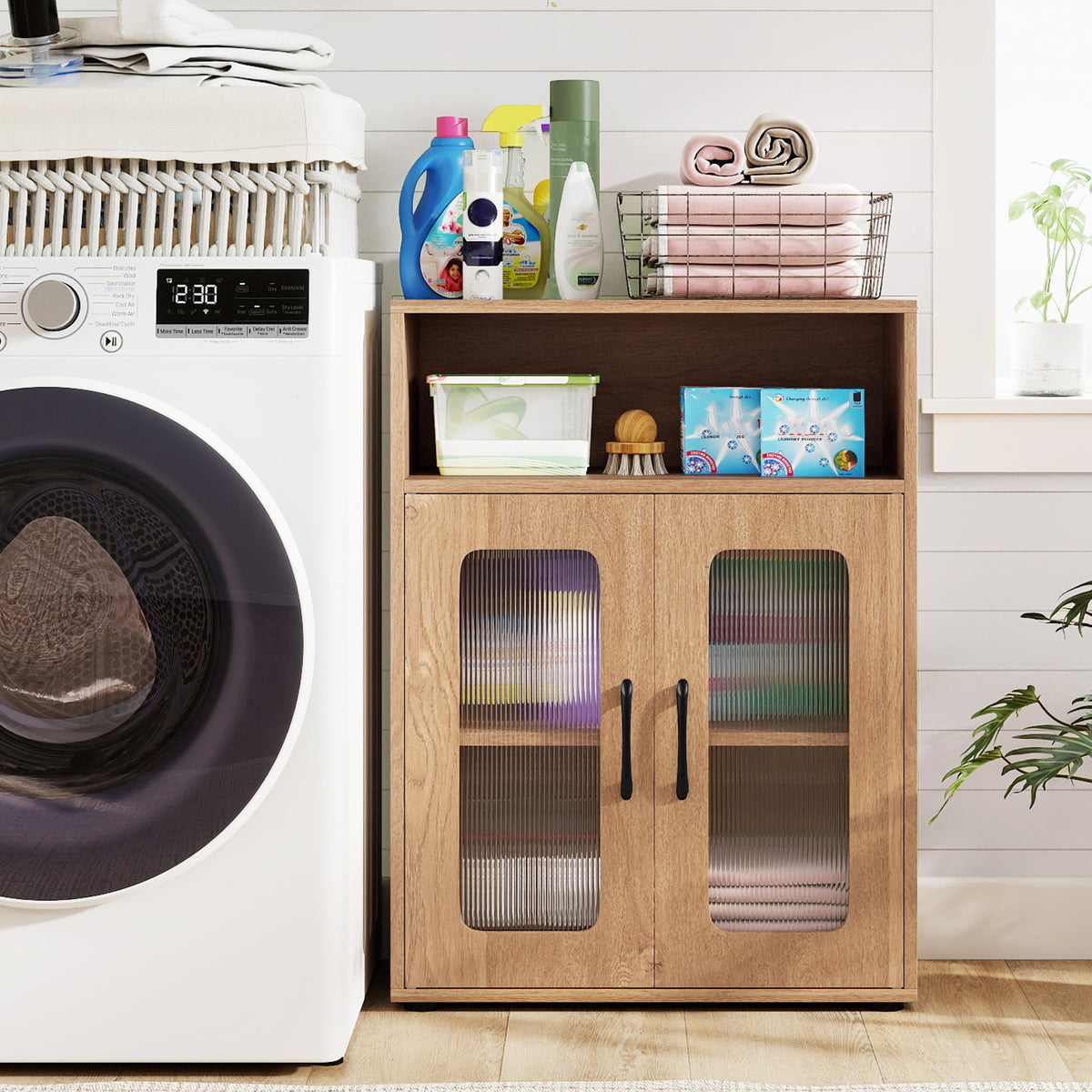 Bathroom Cabinet with 2 Doors and 3-Level Adjustable Shelf