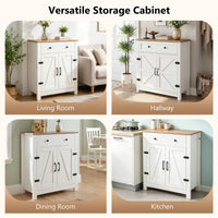Farmhouse Buffet Cabinet 80cm with Adjustable Shelf and 2 Barn Doors