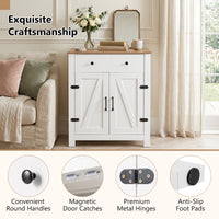 Farmhouse Buffet Cabinet 80cm with Adjustable Shelf and 2 Barn Doors