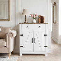 Farmhouse Buffet Cabinet 80cm with Adjustable Shelf and 2 Barn Doors