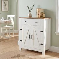 Farmhouse Buffet Cabinet 80cm with Adjustable Shelf and 2 Barn Doors