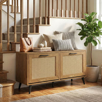 Giantex Rattan Shoe Storage Cabinet with 2 Flip Drawers