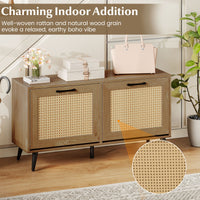 Giantex Rattan Shoe Storage Cabinet with 2 Flip Drawers