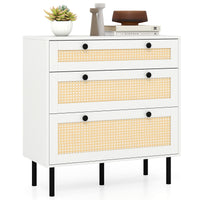 Giantex 3-Drawer Dresser, Rattan Drawer Chest
