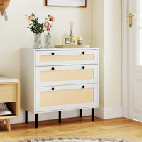 Giantex 3-Drawer Dresser, Rattan Drawer Chest