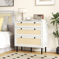Giantex 3-Drawer Dresser, Rattan Drawer Chest