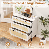 Giantex 3-Drawer Dresser, Rattan Drawer Chest