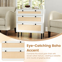 Giantex 3-Drawer Dresser, Rattan Drawer Chest
