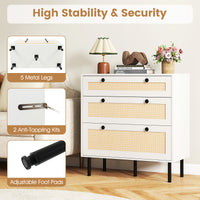 Giantex 3-Drawer Dresser, Rattan Drawer Chest