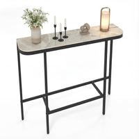 Modern Sofa Console Table with Faux Marble Top and Metal Frame