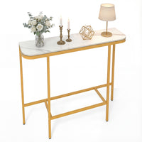 Modern Sofa Console Table with Faux Marble Top and Metal Frame