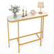 Modern Sofa Console Table with Faux Marble Top and Metal Frame
