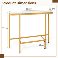 Modern Sofa Console Table with Faux Marble Top and Metal Frame