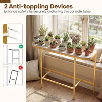 Modern Sofa Console Table with Faux Marble Top and Metal Frame