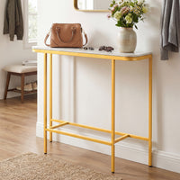 Modern Sofa Console Table with Faux Marble Top and Metal Frame