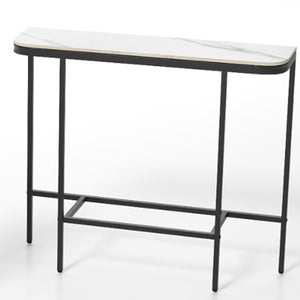 Modern Sofa Console Table with Faux Marble Top and Metal Frame