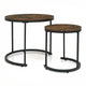 Giantex Set of 2 Compact Stacking Side Tables w/Wooden Tabletop & Powder-Coated Steel Frame