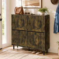 Shoe Storage Cabinet with 4 Flip Drawers for Entryway