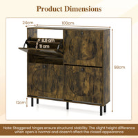 Shoe Storage Cabinet with 4 Flip Drawers for Entryway