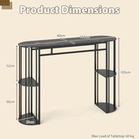 150 cm Long Bar Table, Narrow Pub Table with Faux Marble Tabletop & Storage Shelves