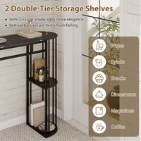 150 cm Long Bar Table, Narrow Pub Table with Faux Marble Tabletop & Storage Shelves
