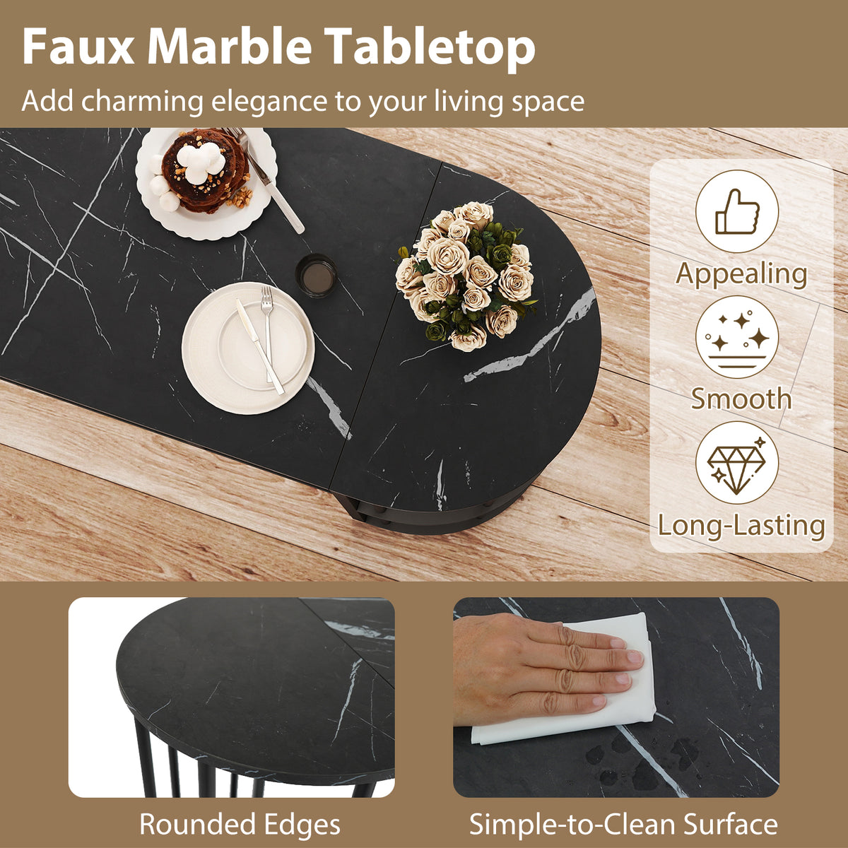150 cm Long Bar Table, Narrow Pub Table with Faux Marble Tabletop & Storage Shelves