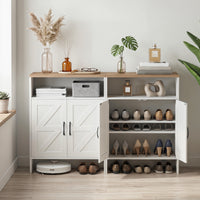 Giantex Shoe Cabinet with 2 Barn Doors, Modern Narrow Shoe Storage Cabinet
