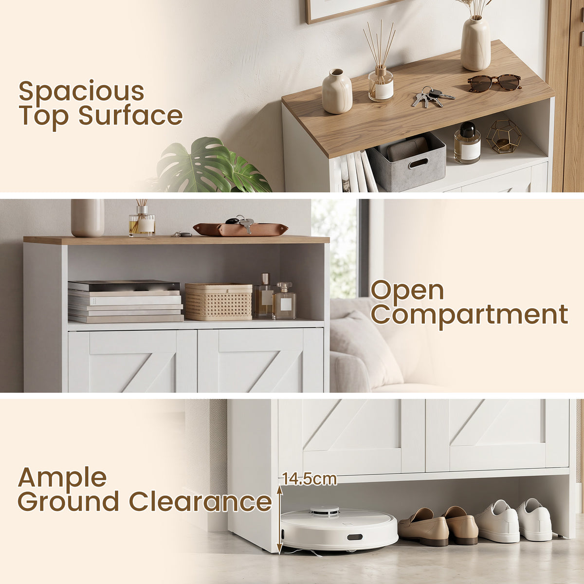 Giantex Shoe Cabinet with 2 Barn Doors, Modern Narrow Shoe Storage Cabinet