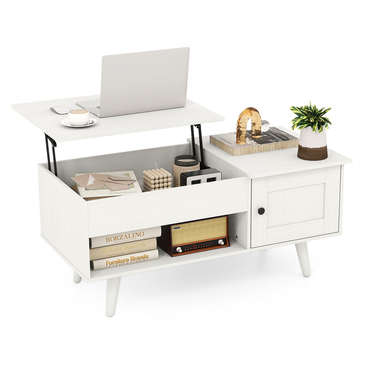 Lift up Coffee Table w/ Storage Flip Top Coffee Table Hidden Compartment Cabinet