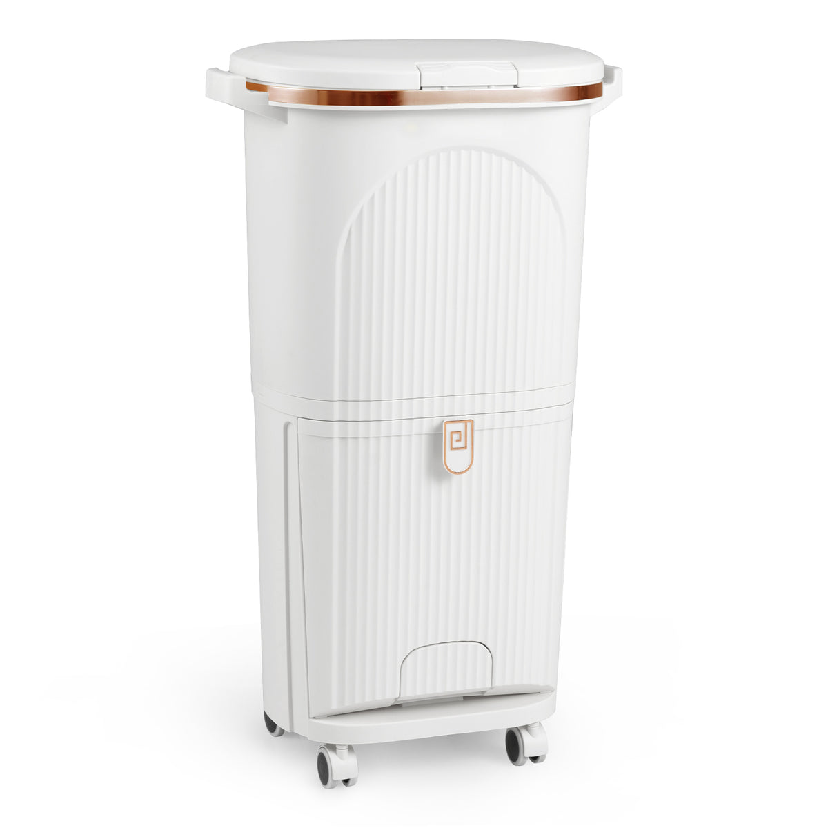 38L Double-Layer/42L 3-Layer Sorting Trash Bin with Step Pedal and Wheels