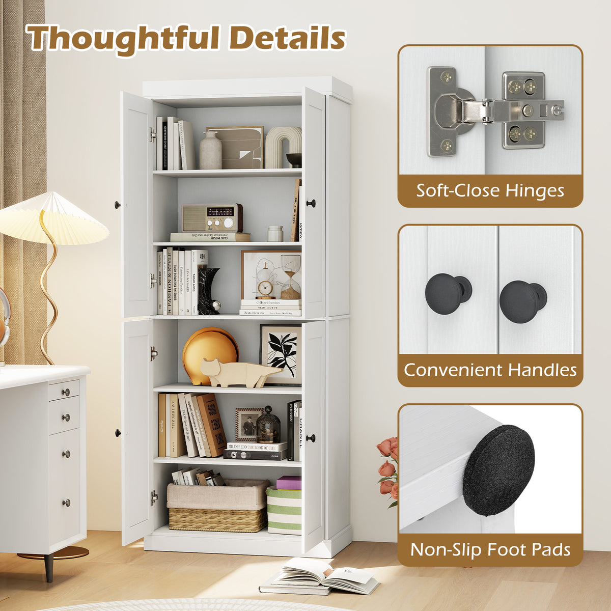 Giantex 184.5cm Freestanding Tall Buffet Cabinet, 4 Door Kitchen Pantry