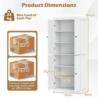 Giantex 184.5cm Freestanding Tall Buffet Cabinet, 4 Door Kitchen Pantry