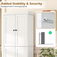 Giantex 184.5cm Freestanding Tall Buffet Cabinet, 4 Door Kitchen Pantry