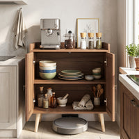 Giantex Sideboard Buffet Cabinet, Rattan Coffee Bar Cabinet with 2 Doors
