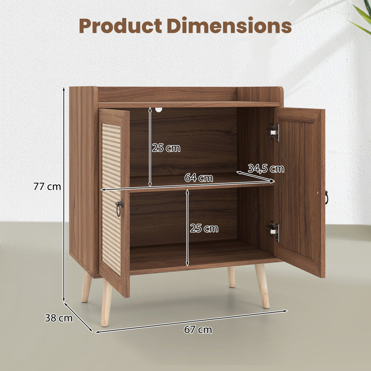 Giantex Sideboard Buffet Cabinet, Rattan Coffee Bar Cabinet with 2 Doors