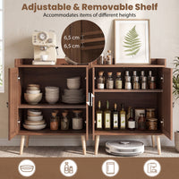 Giantex Sideboard Buffet Cabinet, Rattan Coffee Bar Cabinet with 2 Doors
