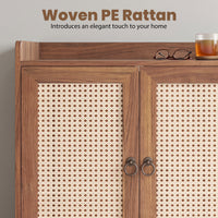 Giantex Sideboard Buffet Cabinet, Rattan Coffee Bar Cabinet with 2 Doors