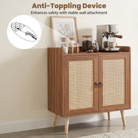 Giantex Sideboard Buffet Cabinet, Rattan Coffee Bar Cabinet with 2 Doors