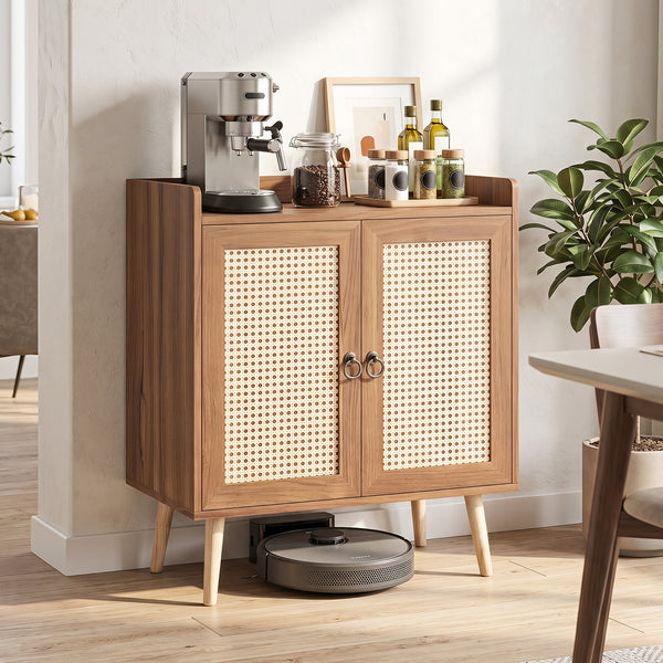 Giantex Sideboard Buffet Cabinet, Rattan Coffee Bar Cabinet with 2 Doors