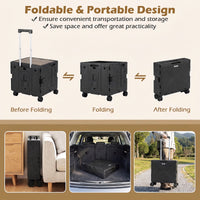Foldable Utility Cart on 4 Rotate Wheels with Telescoping Handle