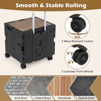 Foldable Utility Cart on 4 Rotate Wheels with Telescoping Handle