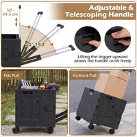 Foldable Utility Cart on 4 Rotate Wheels with Telescoping Handle