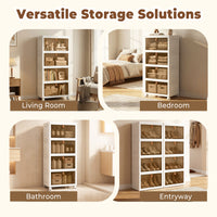 4-Tier Stackable Plastic Storage Bins with Lid and Lockable Wheels