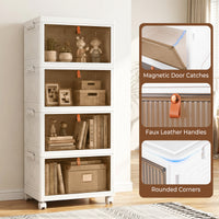 4-Tier Stackable Plastic Storage Bins with Lid and Lockable Wheels