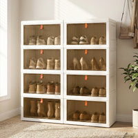 4-Tier Stackable Plastic Storage Bins with Lid and Lockable Wheels