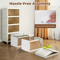 4-Tier Stackable Plastic Storage Bins with Lid and Lockable Wheels