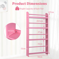 Kids Bookshelf, 4-Tier Wall Mounted Bookshelf for Toys & Books